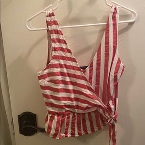 Red & white striped blouse
